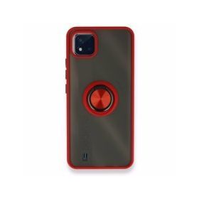 Realme C11 2021 Montreal Yüzüklü Silikon Kapak Kırmızı Kılıf