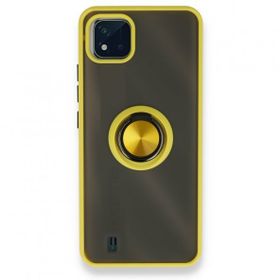 Realme C11 2021 Montreal Yüzüklü Silikon Kapak Sarı Kılıf