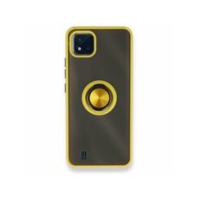 Realme C11 2021 Montreal Yüzüklü Silikon Kapak Sarı Kılıf