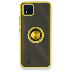 Realme C11 2021 Montreal Yüzüklü Silikon Kapak Sarı Kılıf