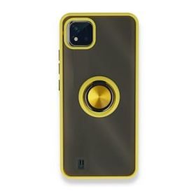 Realme C11 2021 Montreal Yüzüklü Silikon Kapak Sarı Kılıf