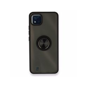 Realme C11 2021 Montreal Yüzüklü Silikon Kapak Siyah Kılıf