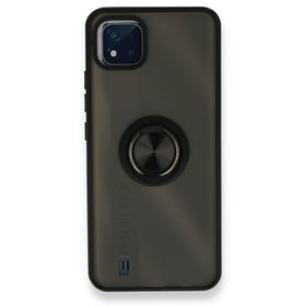 Realme C11 2021 Montreal Yüzüklü Silikon Kapak Siyah Kılıf