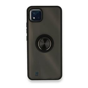 Realme C11 2021 Montreal Yüzüklü Silikon Kapak Siyah Kılıf