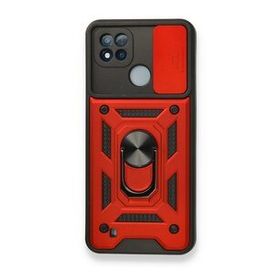 Realme C11 2021 Pars Lens Yüzüklü Silikon Kırmızı Kılıf