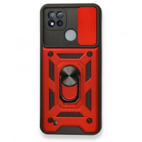 Realme C11 2021 Pars Lens Yüzüklü Silikon Kırmızı Kılıf