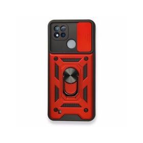 Realme C11 2021 Pars Lens Yüzüklü Silikon Kırmızı Kılıf