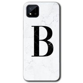Realme C11 Beyaz Mermer Desenli B Harfi Baskılı Uyumlu Silikon Kılıf