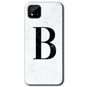 Realme C11 Beyaz Mermer Desenli B Harfi Baskılı Uyumlu Silikon Kılıf