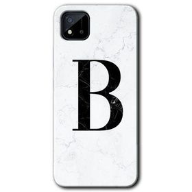 Realme C11 Beyaz Mermer Desenli B Harfi Baskılı Uyumlu Silikon Kılıf