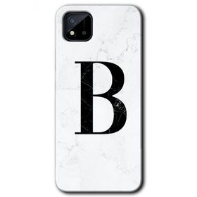 Realme C11 Beyaz Mermer Desenli B Harfi Baskılı Uyumlu Silikon Kılıf