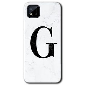 Realme C11 Beyaz Mermer Desenli G Harfi Baskılı Uyumlu Silikon Kılıf