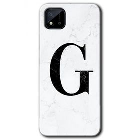 Realme C11 Beyaz Mermer Desenli G Harfi Baskılı Uyumlu Silikon Kılıf