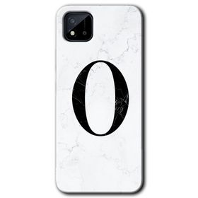 Realme C11 Beyaz Mermer Desenli O Harfi Baskılı Uyumlu Silikon Kılıf