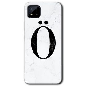 Realme C11 Beyaz Mermer Desenli O Harfi Baskılı Uyumlu Silikon Kılıf