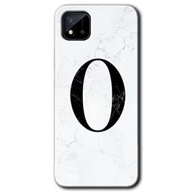 Realme C11 Beyaz Mermer Desenli O Harfi Baskılı Uyumlu Silikon Kılıf
