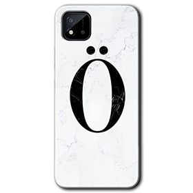 Realme C11 Beyaz Mermer Desenli O Harfi Baskılı Uyumlu Silikon Kılıf