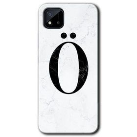 Realme C11 Beyaz Mermer Desenli O Harfi Baskılı Uyumlu Silikon Kılıf