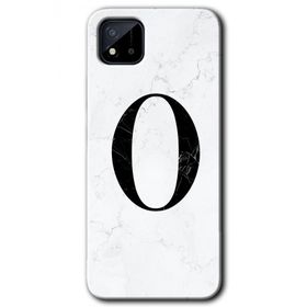 Realme C11 Beyaz Mermer Desenli O Harfi Baskılı Uyumlu Silikon Kılıf