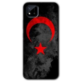 Realme C11 Black Ayyıldız Baskılı Uyumlu Silikon Kılıf
