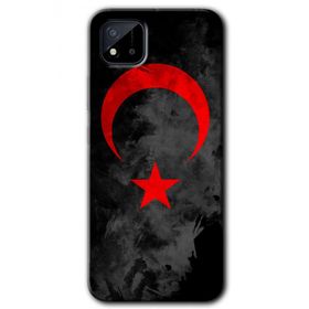 Realme C11 Black Ayyıldız Baskılı Uyumlu Silikon Kılıf