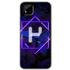 Realme C11 Dark Neon Yaprak H Harfi Baskılı Uyumlu Silikon Kılıf