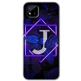 Realme C11 Dark Neon Yaprak J Harfi Baskılı Uyumlu Silikon Kılıf
