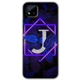 Realme C11 Dark Neon Yaprak J Harfi Baskılı Uyumlu Silikon Kılıf