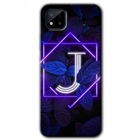Realme C11 Dark Neon Yaprak J Harfi Baskılı Uyumlu Silikon Kılıf