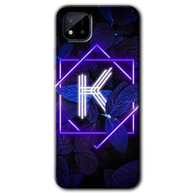Realme C11 Dark Neon Yaprak K Harfi Baskılı Uyumlu Silikon Kılıf