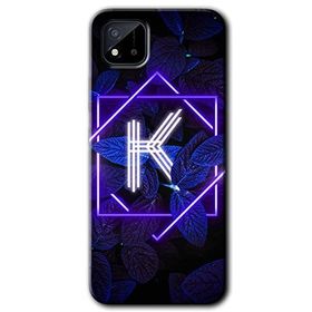 Realme C11 Dark Neon Yaprak K Harfi Baskılı Uyumlu Silikon Kılıf