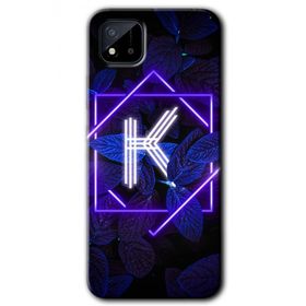 Realme C11 Dark Neon Yaprak K Harfi Baskılı Uyumlu Silikon Kılıf