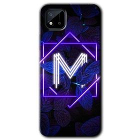 Realme C11 Dark Neon Yaprak M Harfi Baskılı Uyumlu Silikon Kılıf