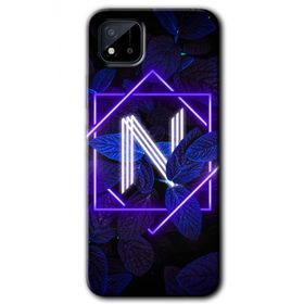 Realme C11 Dark Neon Yaprak N Harfi Baskılı Uyumlu Silikon Kılıf