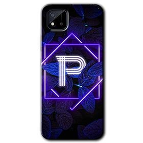 Realme C11 Dark Neon Yaprak P Harfi Baskılı Uyumlu Silikon Kılıf