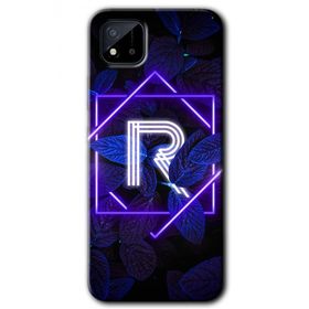 Realme C11 Dark Neon Yaprak R Harfi Baskılı Uyumlu Silikon Kılıf