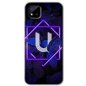 Realme C11 Dark Neon Yaprak Ü Harfi Baskılı Uyumlu Silikon Kılıf