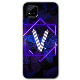 Realme C11 Dark Neon Yaprak V Harfi Baskılı Uyumlu Silikon Kılıf