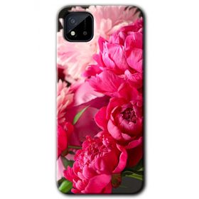 Realme C11 Kırmızı Beyaz Gül Baskılı Uyumlu Silikon Kılıf
