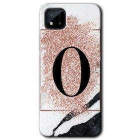 Realme C11 Pembe Mermer Desenli Ö Harfi Baskılı Uyumlu Silikon Kılıf