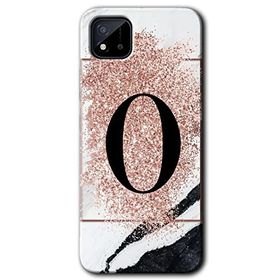 Realme C11 Pembe Mermer Desenli Ö Harfi Baskılı Uyumlu Silikon Kılıf