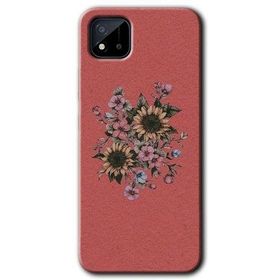 Realme C11 Retro Çiçek Baskılı Uyumlu Silikon Kılıf