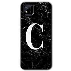 Realme C11 Siyah Mermer Desenli Ç Harfi Baskılı Uyumlu Silikon Kılıf