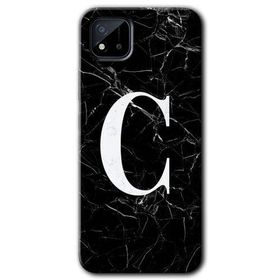 Realme C11 Siyah Mermer Desenli Ç Harfi Baskılı Uyumlu Silikon Kılıf
