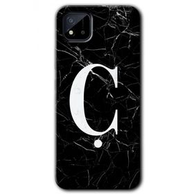 Realme C11 Siyah Mermer Desenli Ç Harfi Baskılı Uyumlu Silikon Kılıf