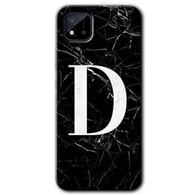 Realme C11 Siyah Mermer Desenli D Harfi Baskılı Uyumlu Silikon Kılıf