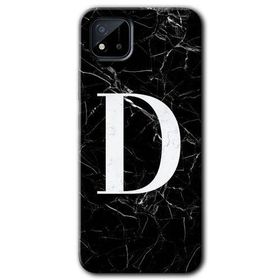 Realme C11 Siyah Mermer Desenli D Harfi Baskılı Uyumlu Silikon Kılıf