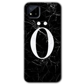 Realme C11 Siyah Mermer Desenli Ö Harfi Baskılı Uyumlu Silikon Kılıf