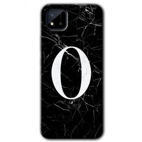 Realme C11 Siyah Mermer Desenli Ö Harfi Baskılı Uyumlu Silikon Kılıf