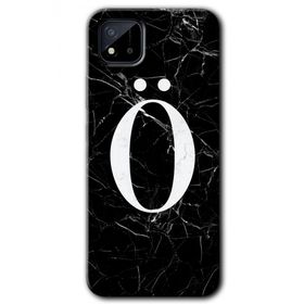 Realme C11 Siyah Mermer Desenli Ö Harfi Baskılı Uyumlu Silikon Kılıf